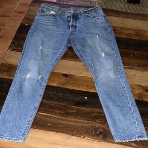 Levi's Blue Distressed Women's Ankle Jeans